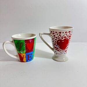 Cute Set of‎ 2 Valentines Colorful Love and Heart Mug Set